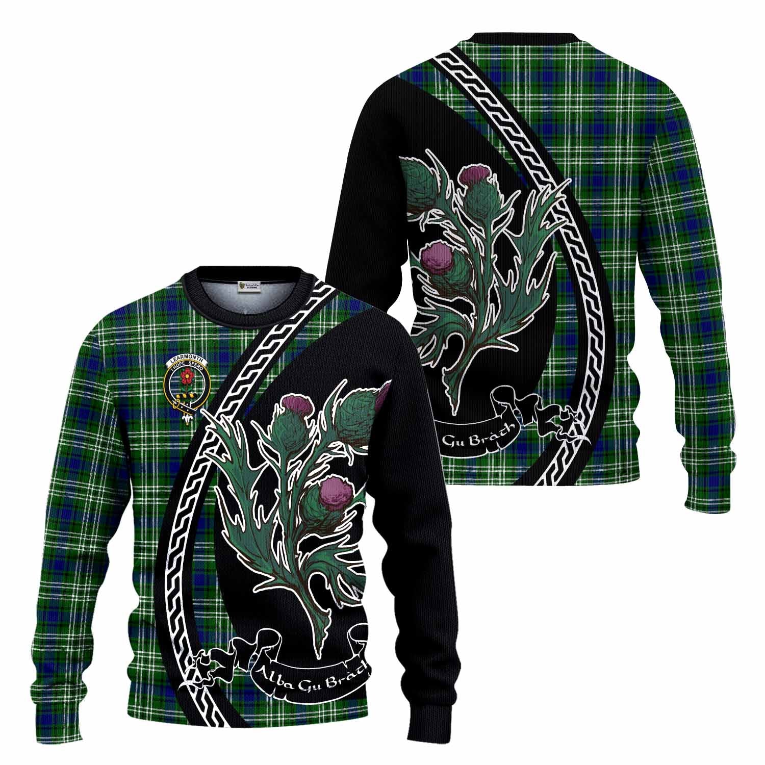 Learmonth Family Crest Tartan Knitted Sweater Alba Thistle Inspired - Tartan Vibes Clothing