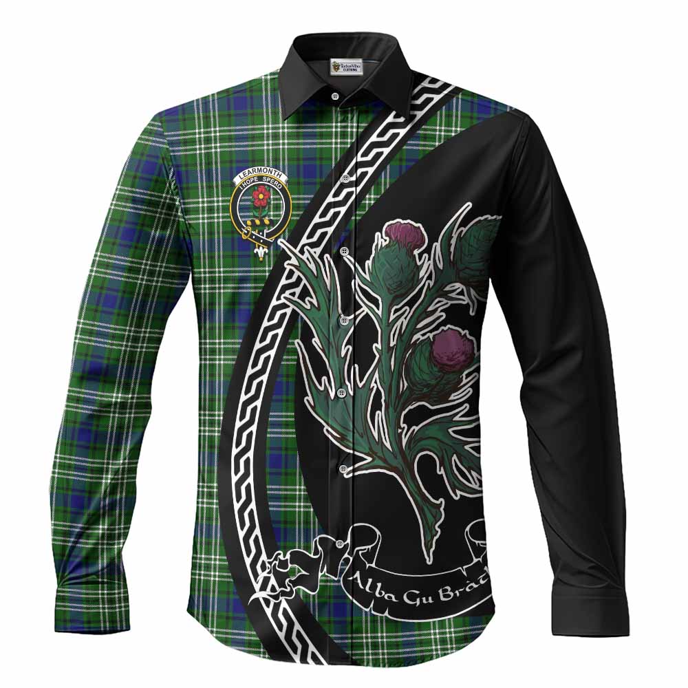 Learmonth Family Crest Tartan Long Sleeve Button Shirts Alba Thistle Inspired - Tartan Vibes Clothing