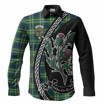 Learmonth Family Crest Tartan Long Sleeve Button Shirts Alba Thistle Inspired
