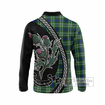 Learmonth Family Crest Tartan Long Sleeve Polo Shirt Alba Thistle Inspired