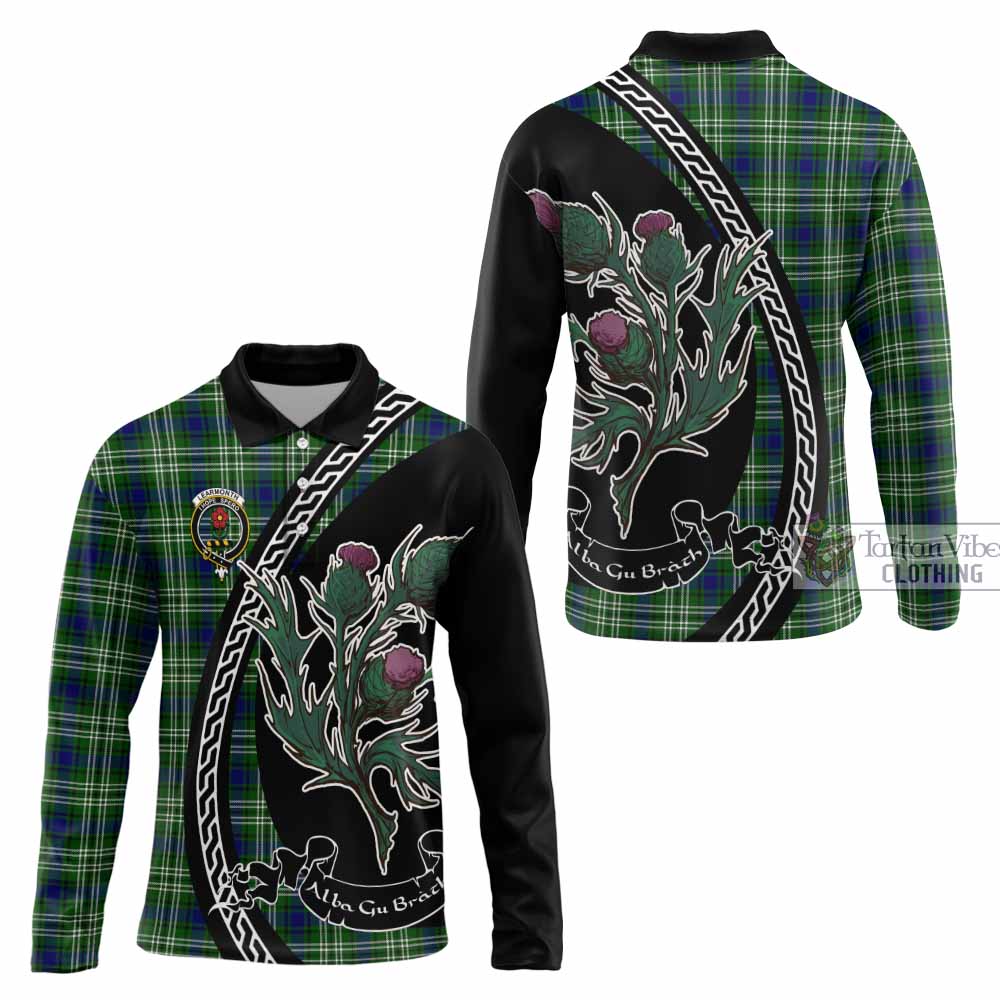 Learmonth Family Crest Tartan Long Sleeve Polo Shirt Alba Thistle Inspired - Tartan Vibes Clothing