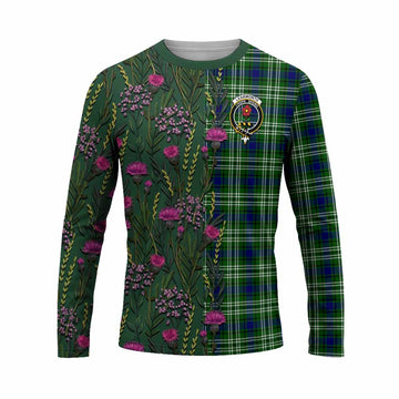 Learmonth Family Crest Tartan Long Sleeve T-Shirt Scottish Thistle Flower Pattern Half Style - Tartan Vibes Clothing