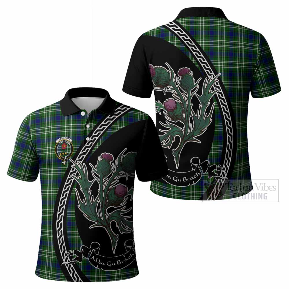 Learmonth Family Crest Tartan Polo Shirt Alba Thistle Inspired - Tartan Vibes Clothing
