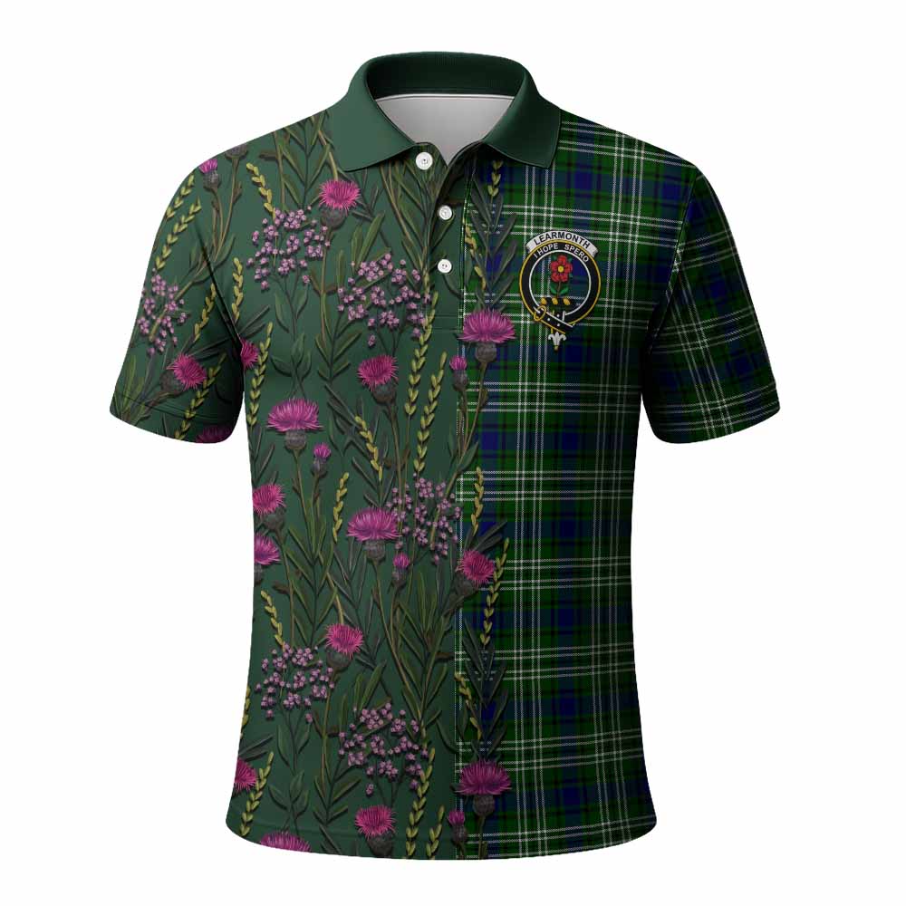 Learmonth Family Crest Tartan Polo Shirt Scottish Thistle Flower Pattern Half Style - Tartan Vibes Clothing