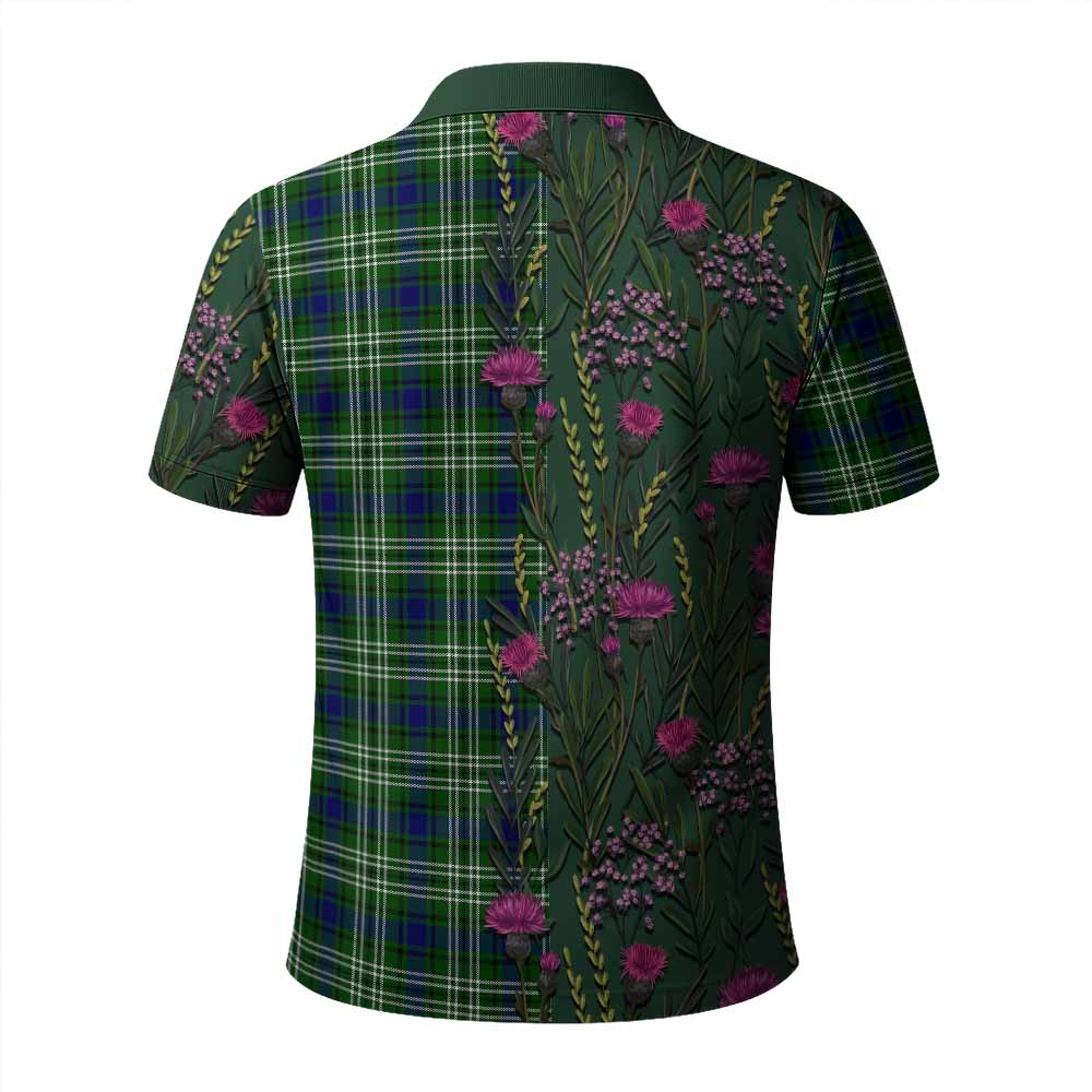 Learmonth Family Crest Tartan Polo Shirt Scottish Thistle Flower Pattern Half Style - Tartan Vibes Clothing
