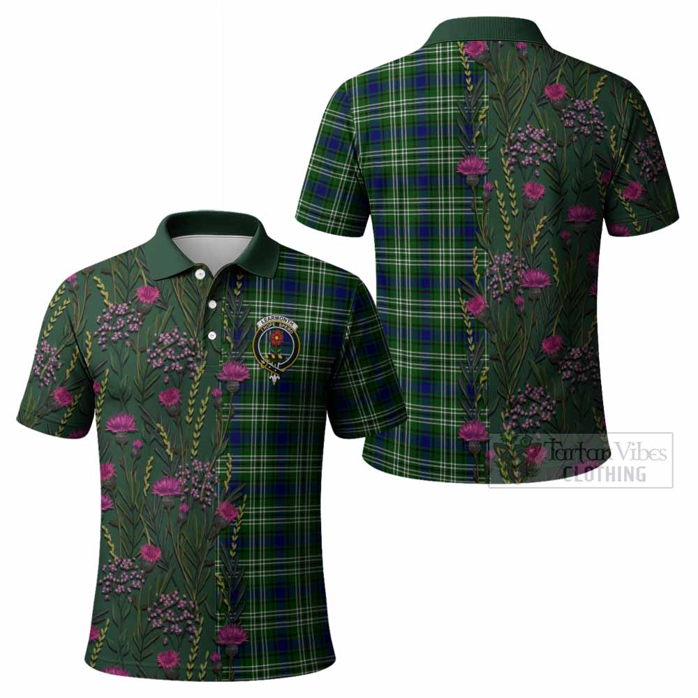 Learmonth Family Crest Tartan Polo Shirt Scottish Thistle Flower Pattern Half Style - Tartan Vibes Clothing