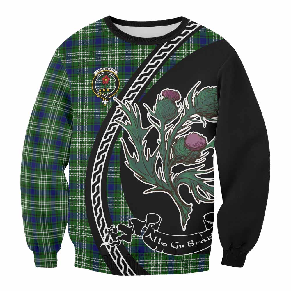 Learmonth Family Crest Tartan Sweatshirt Alba Thistle Inspired - Tartan Vibes Clothing