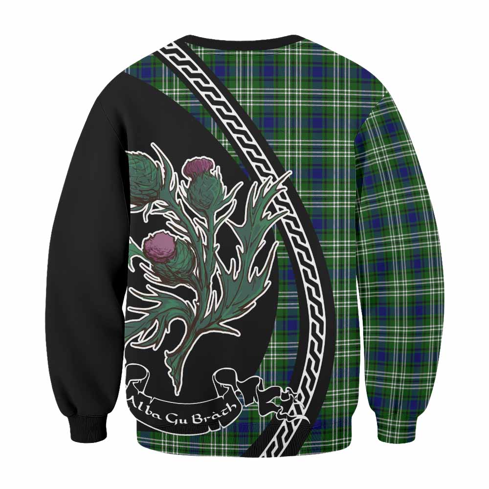 Learmonth Family Crest Tartan Sweatshirt Alba Thistle Inspired - Tartan Vibes Clothing