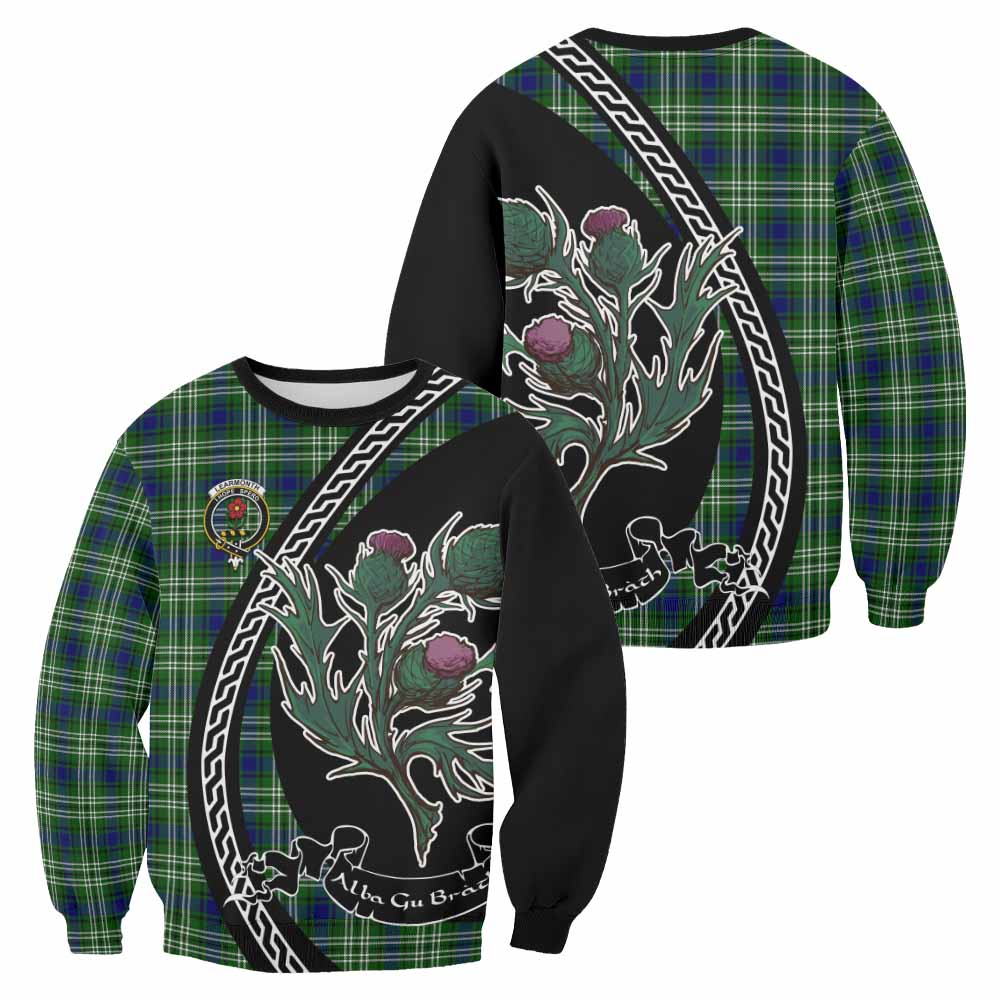 Learmonth Family Crest Tartan Sweatshirt Alba Thistle Inspired - Tartan Vibes Clothing