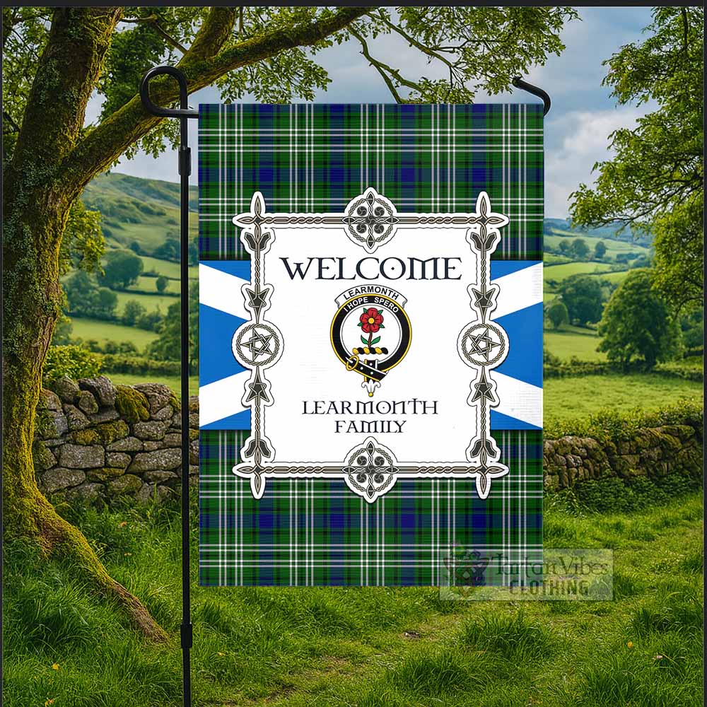 Learmonth Family Crest Tartan Welcome Garden Flag Saltire Harmony Style - Tartan Vibes Clothing
