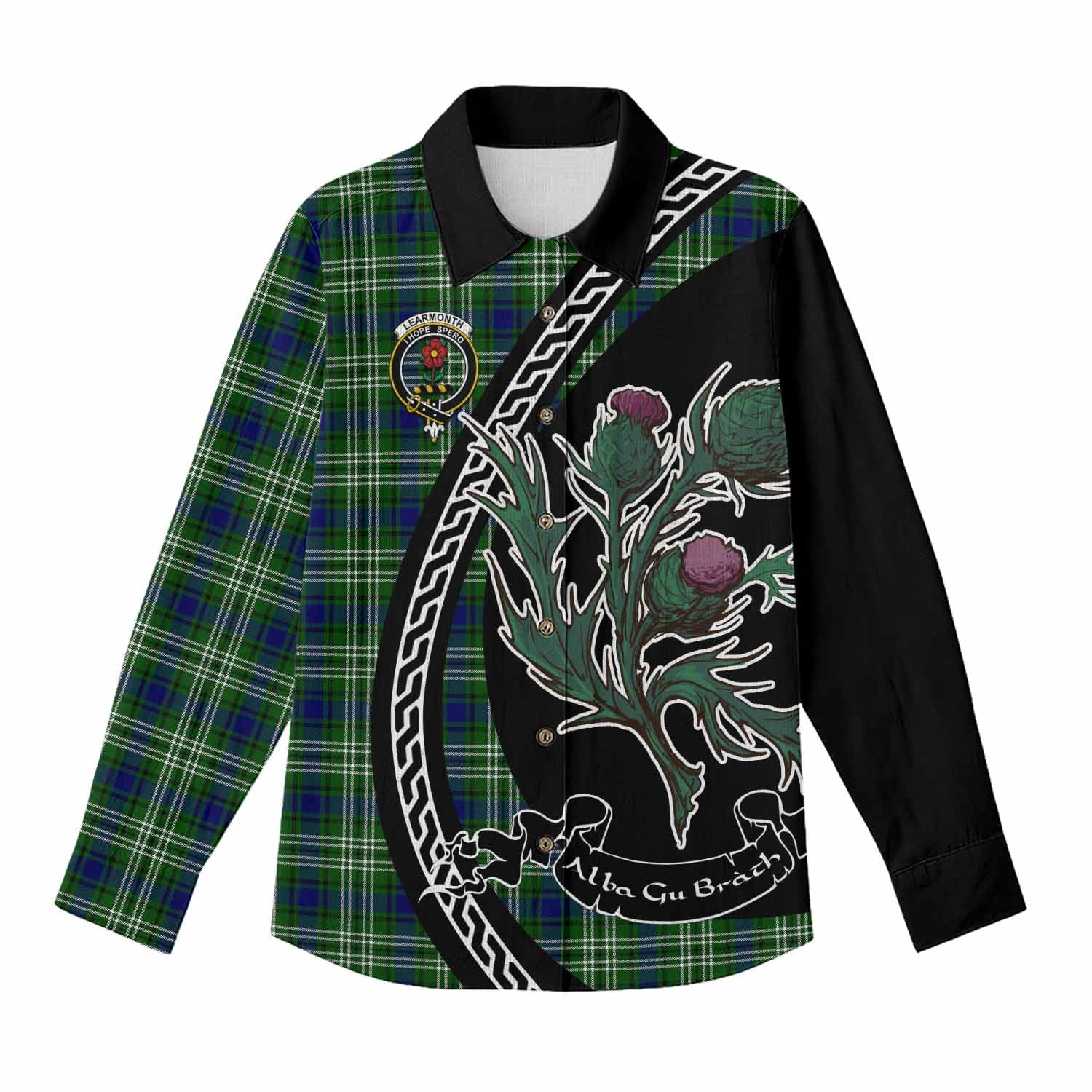 Learmonth Family Crest Tartan Women Casual Shirt Alba Thistle Inspired - Tartan Vibes Clothing