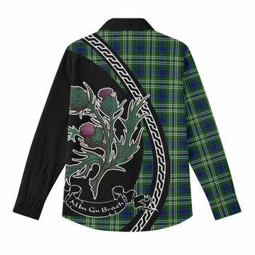Learmonth Family Crest Tartan Women Casual Shirt Alba Thistle Inspired - Tartan Vibes Clothing