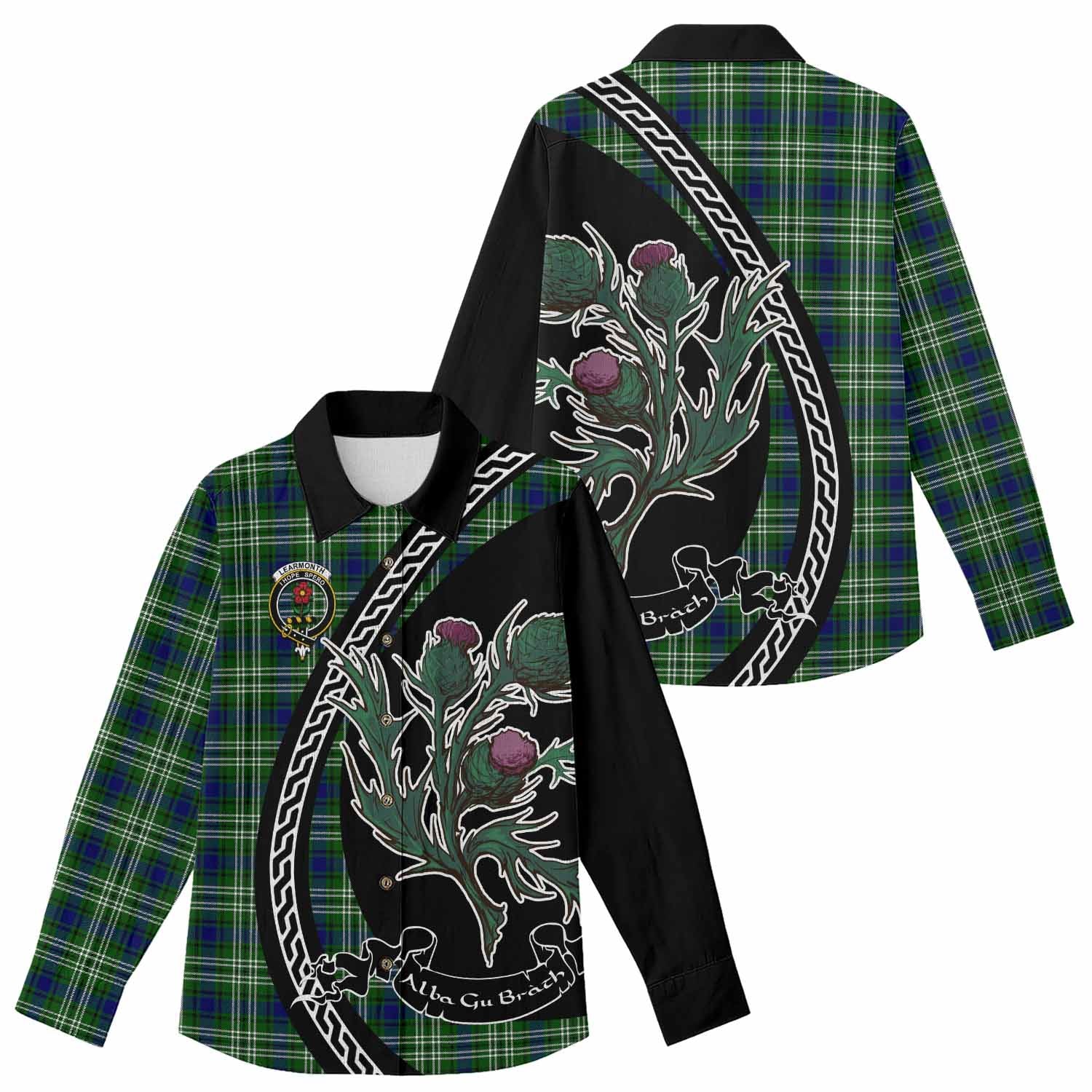Learmonth Family Crest Tartan Women Casual Shirt Alba Thistle Inspired - Tartan Vibes Clothing
