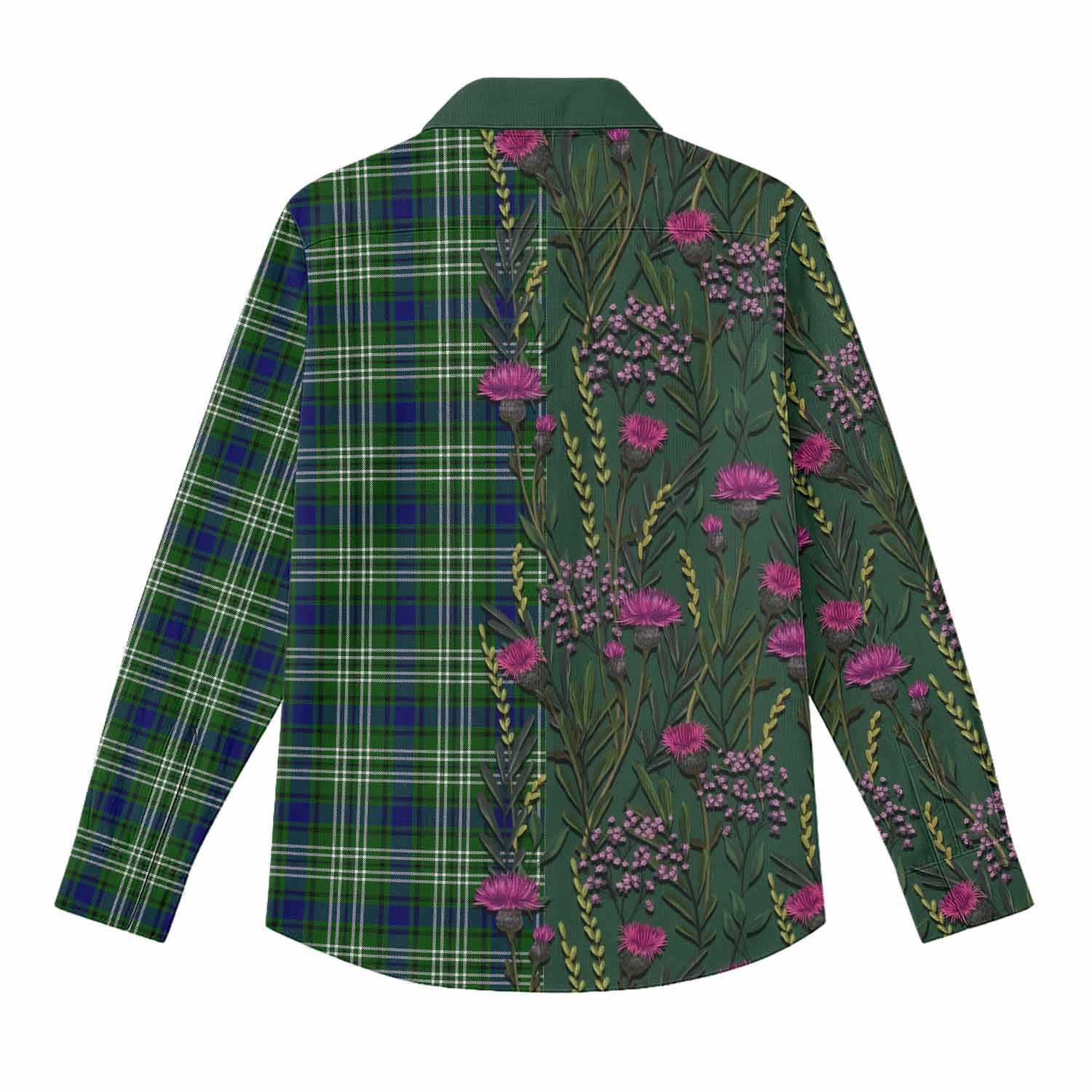 Learmonth Family Crest Tartan Women Casual Shirt Scottish Thistle Flower Pattern Half Style - Tartan Vibes Clothing