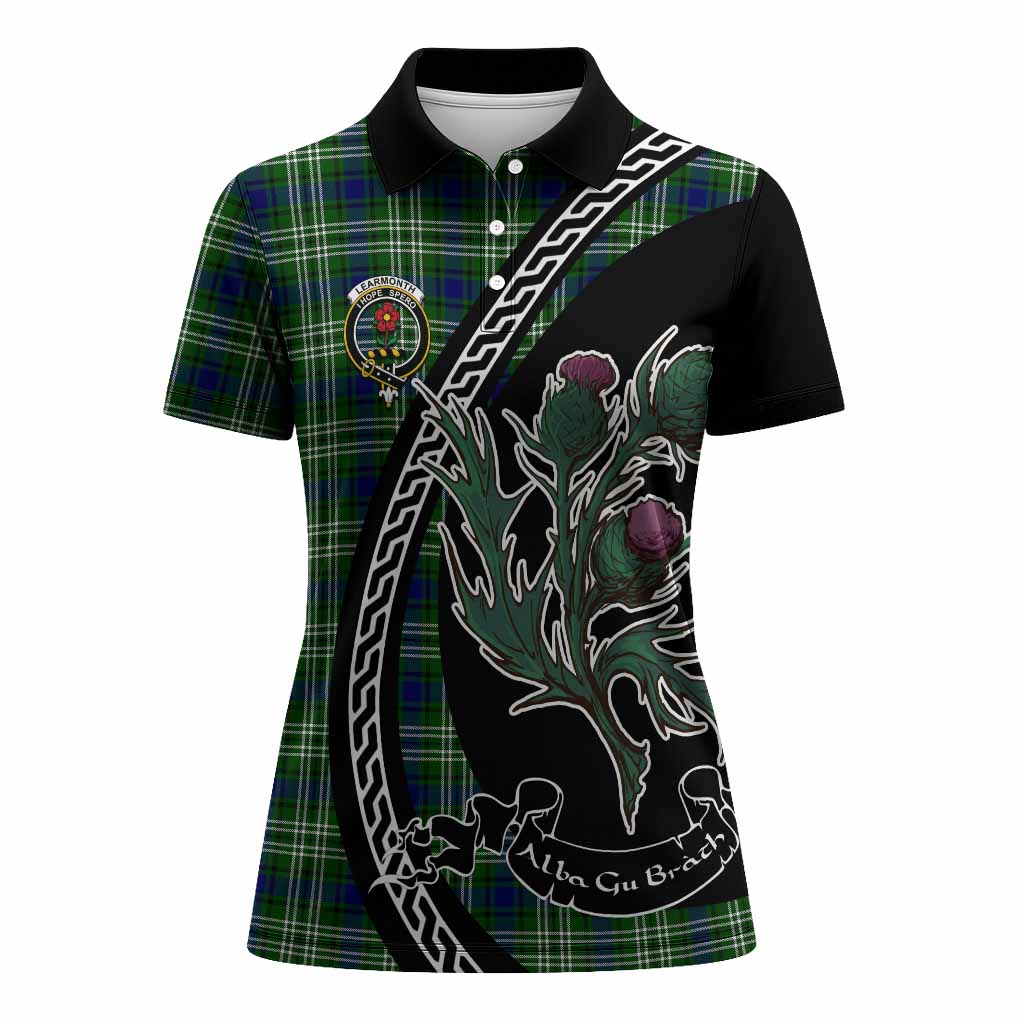 Learmonth Family Crest Tartan Women Polo Shirt Alba Thistle Inspired - Tartan Vibes Clothing