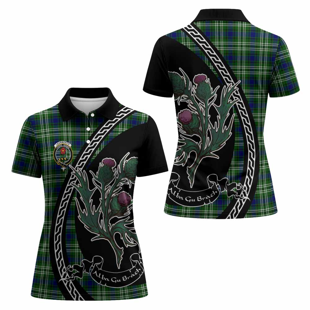 Learmonth Family Crest Tartan Women Polo Shirt Alba Thistle Inspired - Tartan Vibes Clothing