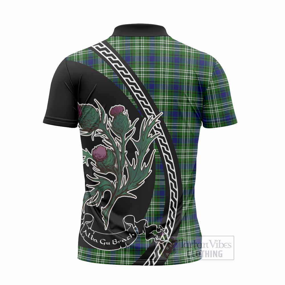 Learmonth Family Crest Tartan Zipper Polo Shirt Alba Thistle Inspired - Tartan Vibes Clothing