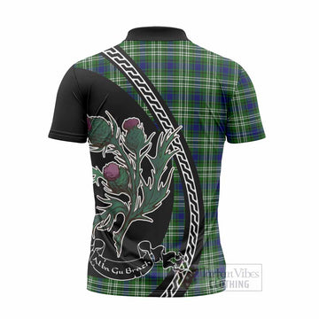 Learmonth Family Crest Tartan Zipper Polo Shirt Alba Thistle Inspired - Tartan Vibes Clothing