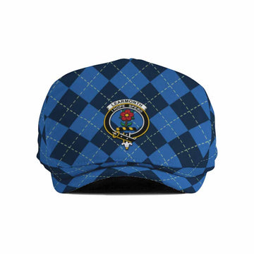 Learmonth Scottish Family Crest Flat Cap, Jeff Cap Navy Argyle Classic Style