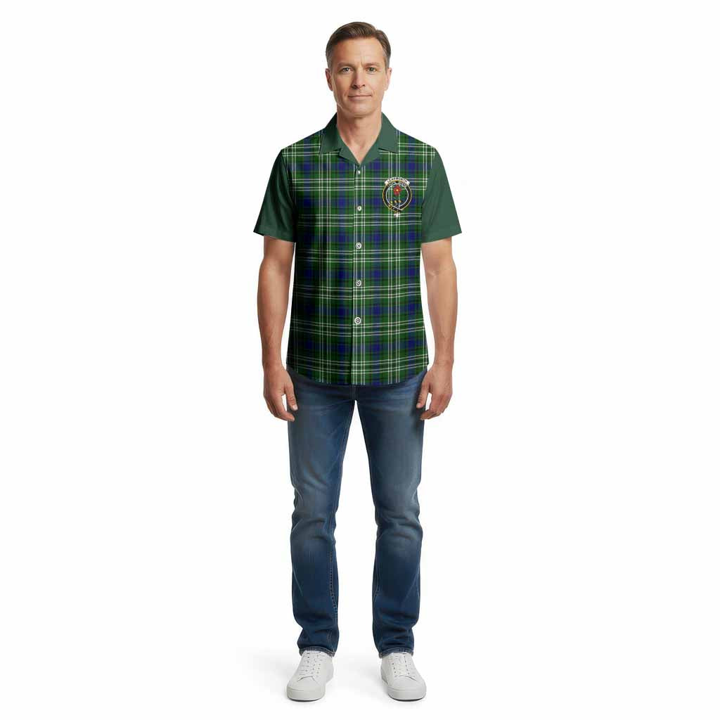 Learmonth Tartan Accent Cotton Hawaiian Shirt with Family Crest