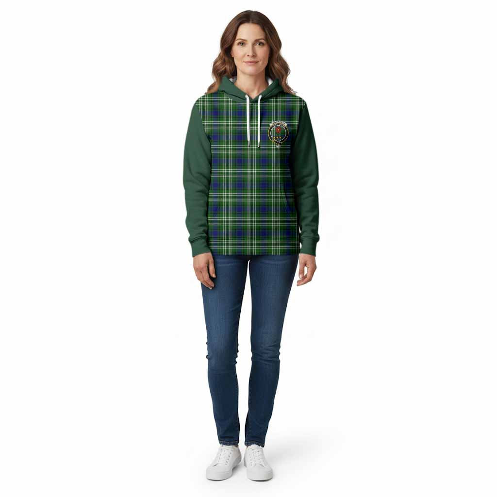 Learmonth Tartan Accent Cotton Hoodie with Family Crest