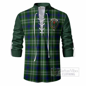 Learmonth Tartan Accent Ghillie Shirt with Family Crest