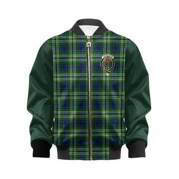 Learmonth Tartan Accent Kid Bomber Jacket with Family Crest