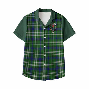Learmonth Tartan Accent Kid Hawaiian Shirt with Family Crest