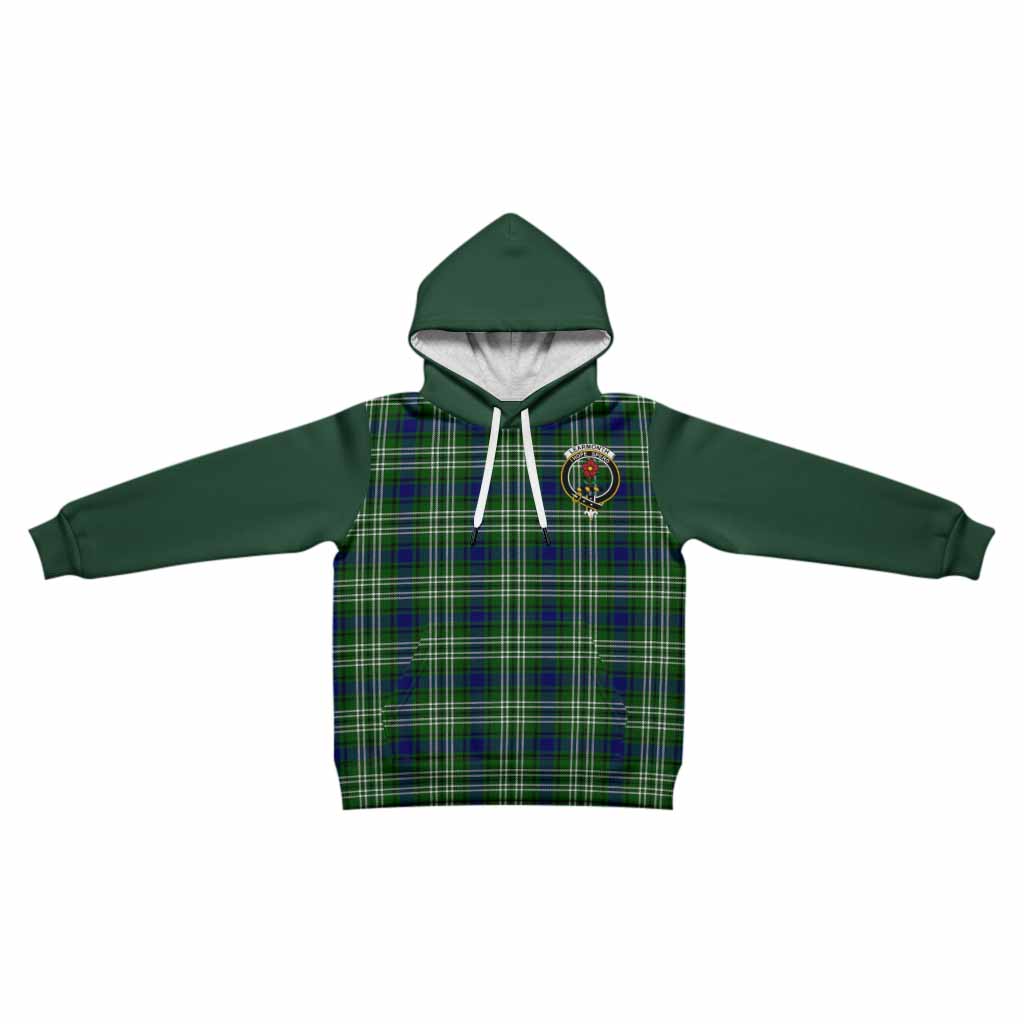 Learmonth Tartan Accent Kid Hoodie with Family Crest