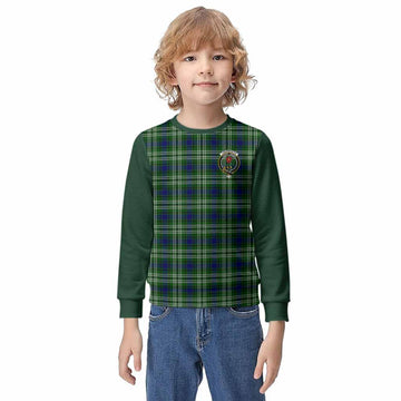 Learmonth Tartan Accent Kid Knitted Sweatshirt with Family Crest