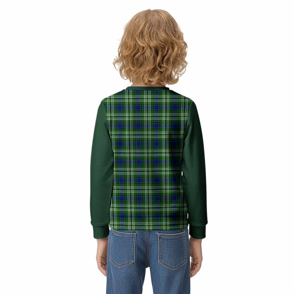 Learmonth Tartan Accent Kid Knitted Sweatshirt with Family Crest