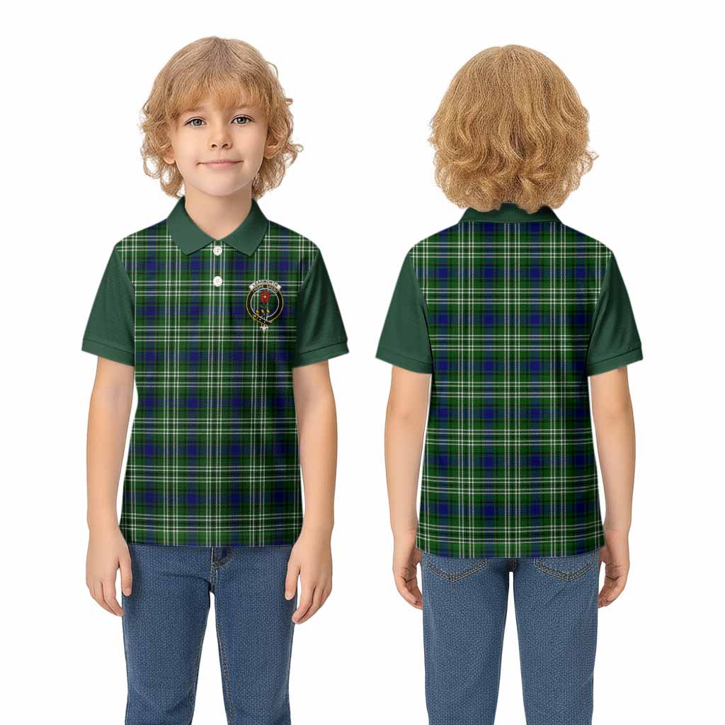 Learmonth Tartan Accent Kid Polo Shirt with Family Crest