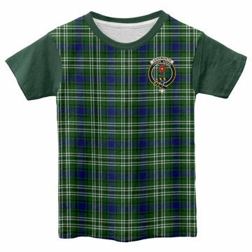 Learmonth Tartan Accent Kid T-shirt with Family Crest