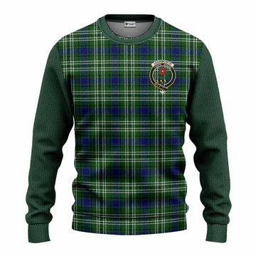 Learmonth Tartan Accent Knitted Sweater with Family Crest