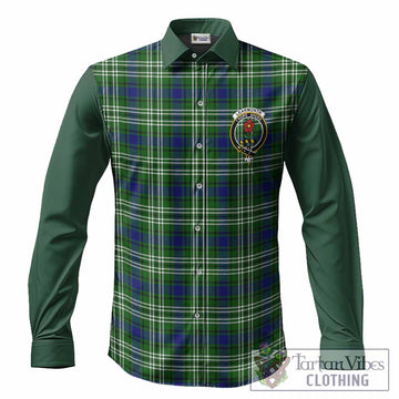Learmonth Tartan Accent Long Sleeve Button Shirts with Family Crest