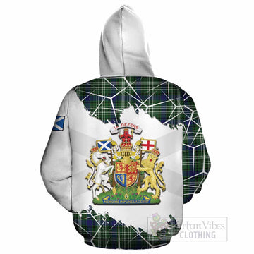 Learmonth Tartan Cotton Hoodie with Family Crest and Lion Rampant Grunge Style