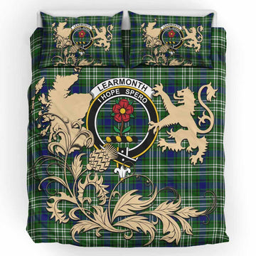 Learmonth Tartan Crest Bedding Set with Scottish Iconic Symbols 