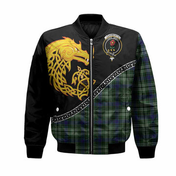 Learmonth Tartan Crest Bomber Jacket Legendary Dragon Knot Half Style