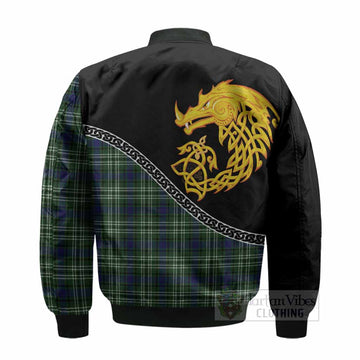Learmonth Tartan Crest Bomber Jacket Legendary Dragon Knot Half Style