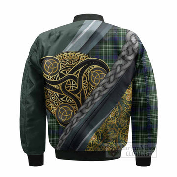 Learmonth Tartan Crest Bomber Jacket Scottish Triskele Celtic