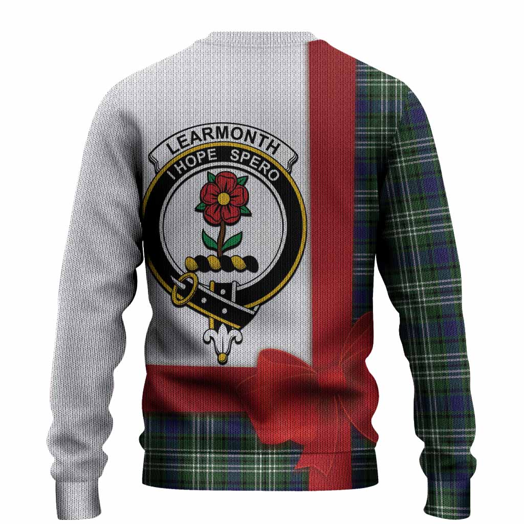 Learmonth Tartan Crest Christmas Christmas Ugly Sweater Highland Cow Bagpipes Coquette Bow Style