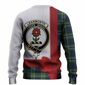 Learmonth Tartan Crest Christmas Christmas Ugly Sweater Highland Cow Bagpipes Coquette Bow Style