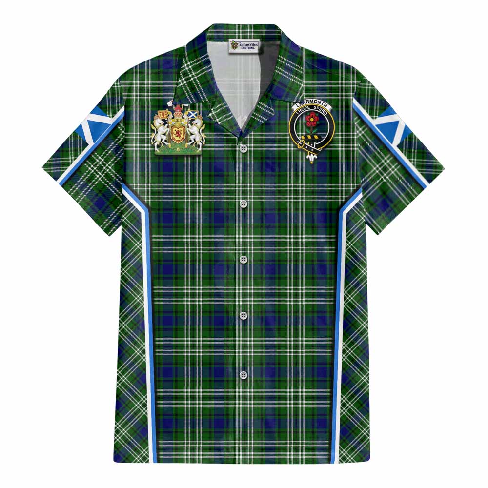 Learmonth Tartan Crest Cotton Hawaiian Shirt Scotland Coat of Arm Flag Style - Tartan Vibes Clothing