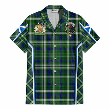 Learmonth Tartan Crest Cotton Hawaiian Shirt Scotland Coat of Arm Flag Style - Tartan Vibes Clothing
