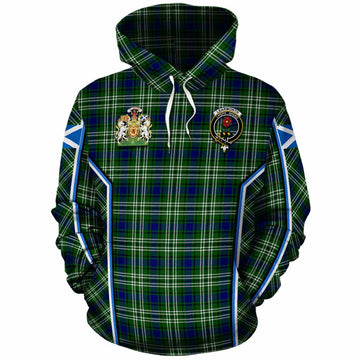 Learmonth Tartan Crest Cotton Hoodie Scotland Coat of Arm Flag Style