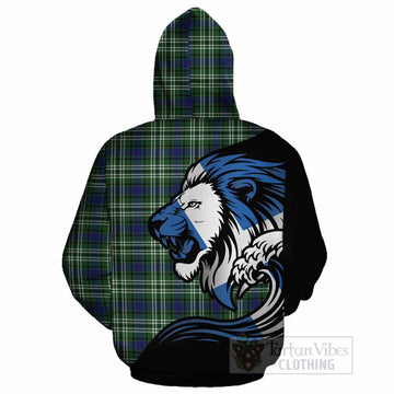 Learmonth Tartan Crest Cotton Hoodie Scottish Golden Lions Wave Flow