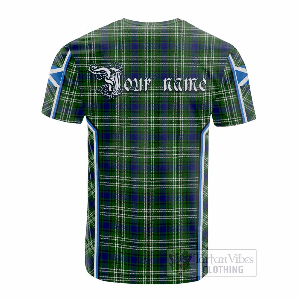Learmonth Tartan Crest Cotton T-shirt Scotland Coat of Arm Flag Style - Tartan Vibes Clothing