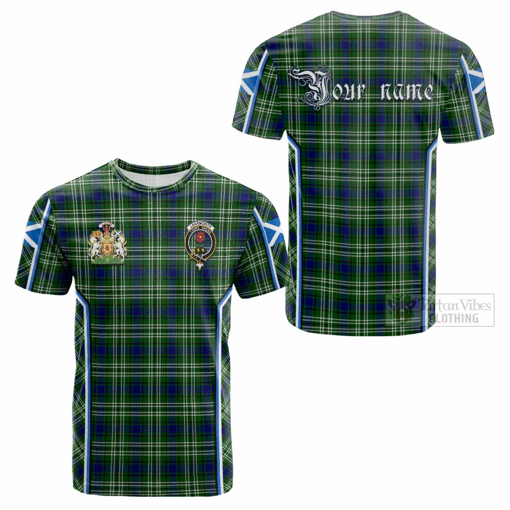 Learmonth Tartan Crest Cotton T-shirt Scotland Coat of Arm Flag Style - Tartan Vibes Clothing
