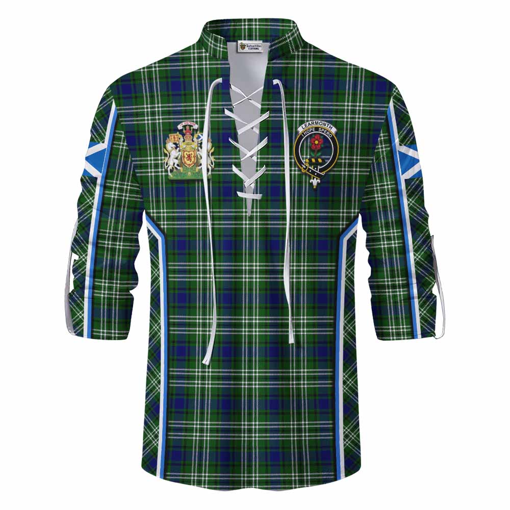 Learmonth Tartan Crest Ghillie Kilt Shirt Scotland Coat of Arm Flag Style - Tartan Vibes Clothing