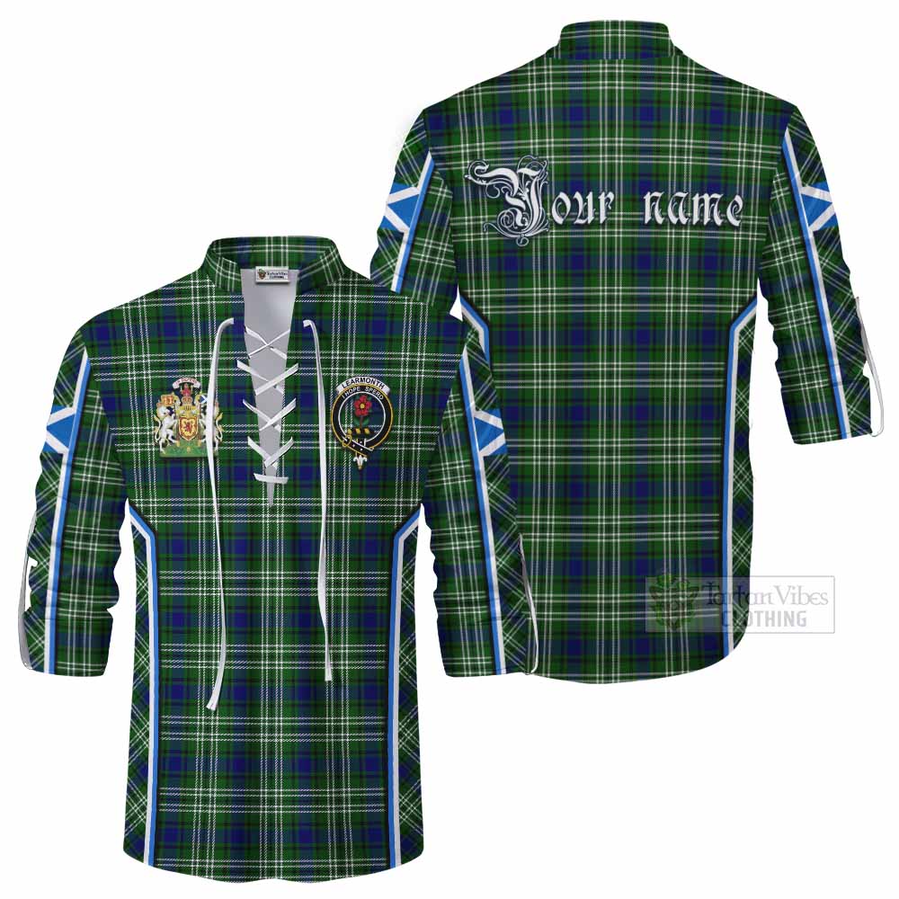 Learmonth Tartan Crest Ghillie Kilt Shirt Scotland Coat of Arm Flag Style - Tartan Vibes Clothing